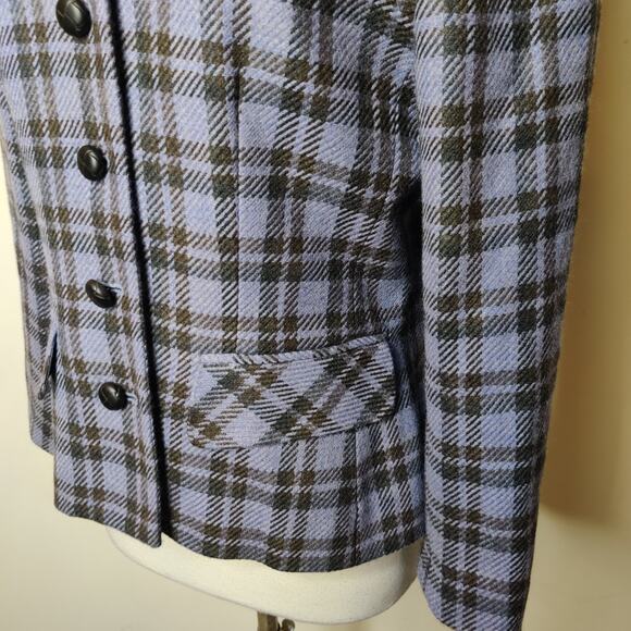 Carlisle Wool Plaid Jacket Purple Dark Gray Button Up - Picture 7 of 10